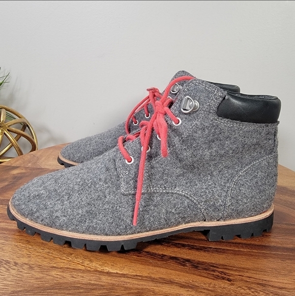 Woolrich Gray Wool Ankle Boots with Red Laces Women's Size 6 Retro Vibes Hiking - Picture 6 of 15